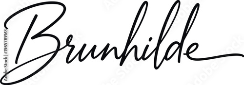 A elegant black cursive signature of the name Brunhilde on a white background