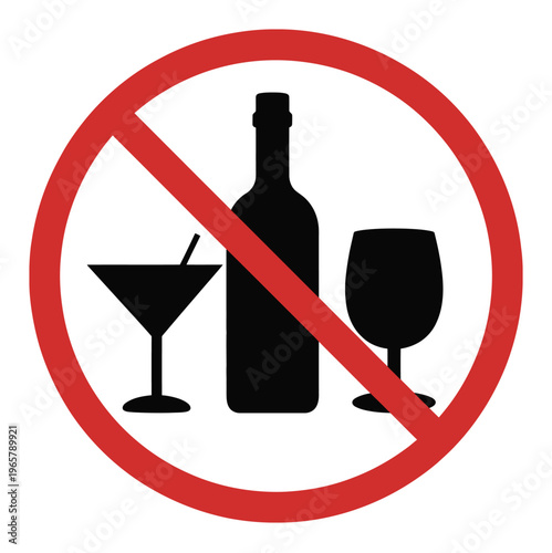 Do not drink alcohol in this area sign for prohibition notice safety warning symbol public restriction communication design