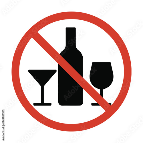 Do not drink alcohol in this area sign for prohibition notice safety warning symbol public restriction communication design