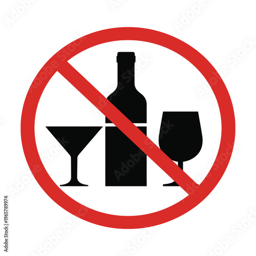 Do not drink alcohol in this area sign for prohibition notice safety warning symbol public restriction communication design