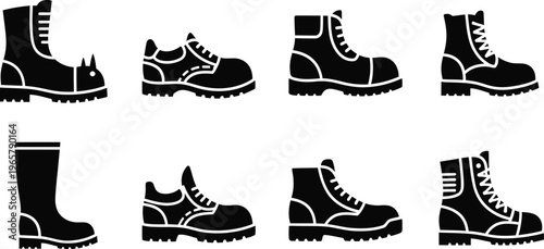 Boot icon set high quality editable vector icons for footwear designs graphic projects