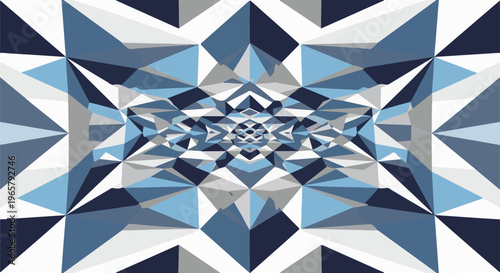 Geometric pattern with abstract fractal-like design and cool blue tones