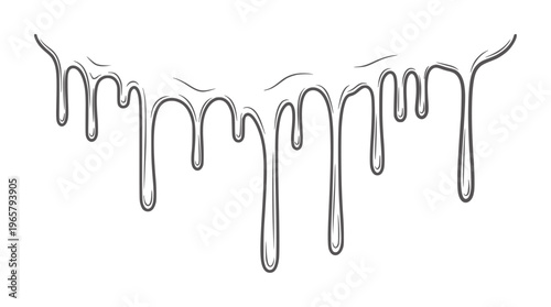 Dark grey dripping liquid lines white