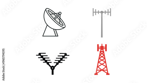 Illustration of various types of communication signal transmission equipment