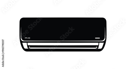 Black air conditioner unit on a white background minimal design silhouette