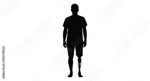 Full body view of a man with a prosthetic leg silhouette
