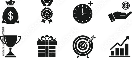 Premium editable icon set finance achievement time management vector graphics for projects