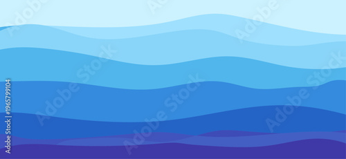 Abstract illustration of layered blue ocean waves creating a calming and peaceful visual effect