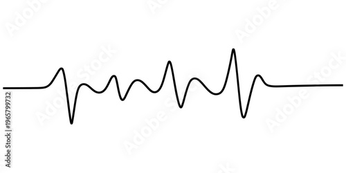 A black continuous heartbeat line isolated on a white background representing medical rhythms. Vector, illustration