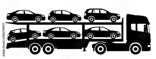 Car carrier truck transport delivery silhouette graphic black and white
