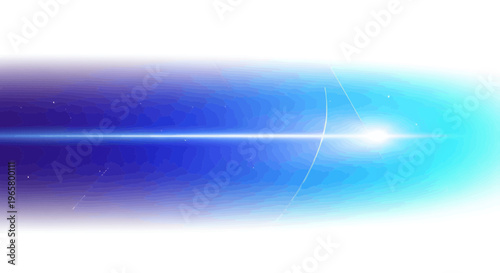 Abstract blue energy wave with light streak and glowing core on white background