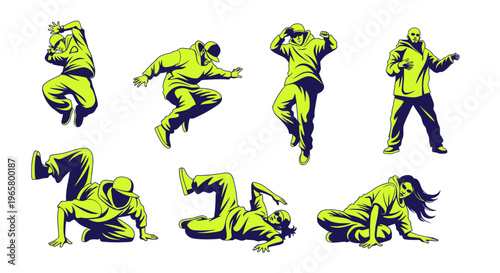 Breakdance Silhouette Collection: Dynamic Hip Hop Dance Moves