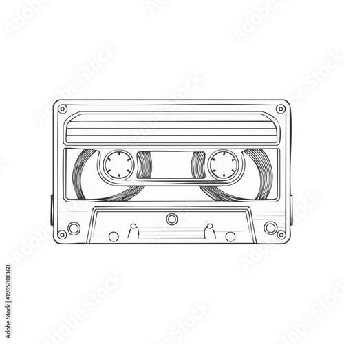 Classic audio cassette tape sketch retro music storage medium