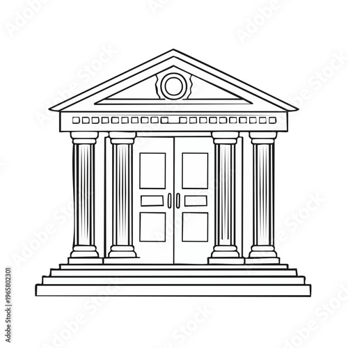 Classical Building Facade with Columns and Pediment Symbolizing Law Justice or Government