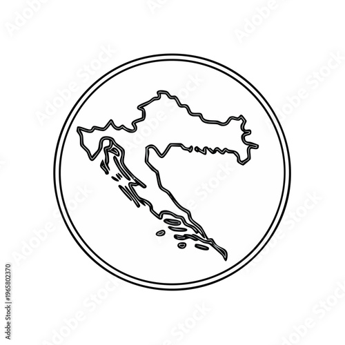 Outline map of Adriatic coast country within circular border icon
