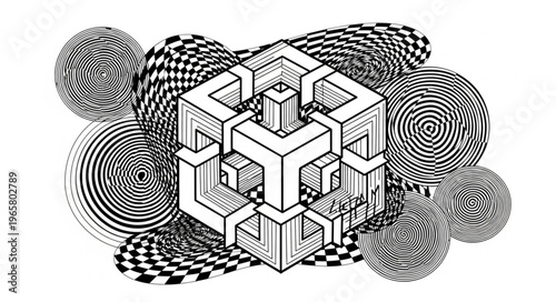 Geometric shapes optical illusion.