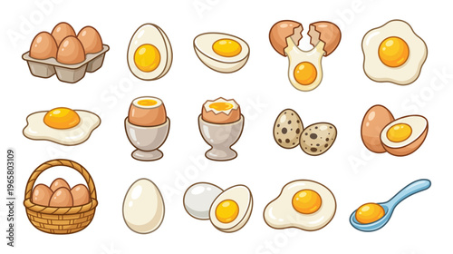 Egg breakfast set with fried egg carton basket and boiled egg