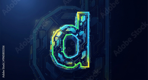 Glowing Blue Email Icon.