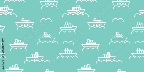 船と波のパターン素材