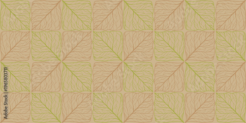 自然な葉脈の四角形繰り返し模様