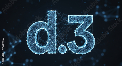 Glowing Blue Text Logo D3.