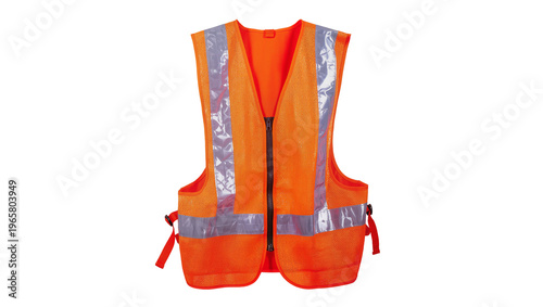 Konstfotografi Bright orange safety vest with reflective silver stripes isolated on transparent