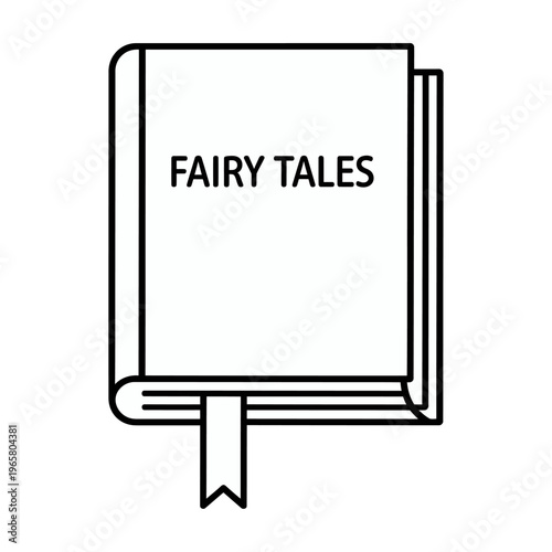 Vector of a closed book labeled fairy tales with a bookmark