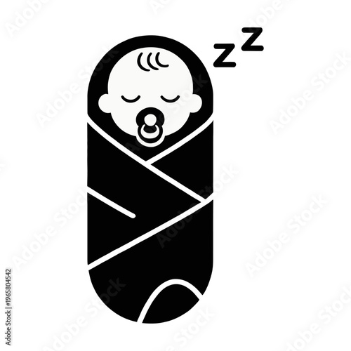 Vector of a baby sleeping peacefully in a swaddle