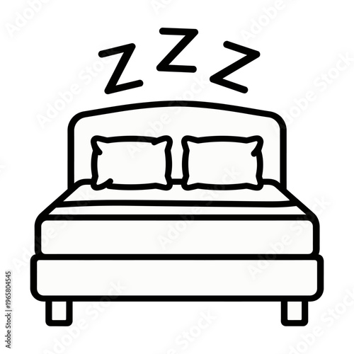 Vector of a bed with pillows and zzz symbols for sleep