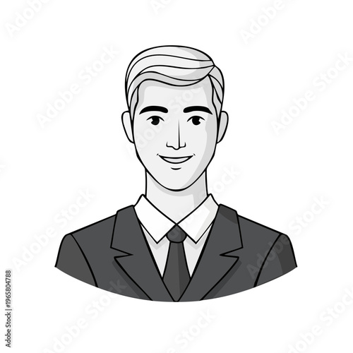 Professional man in suit and tie smiling friendly headshot illustration