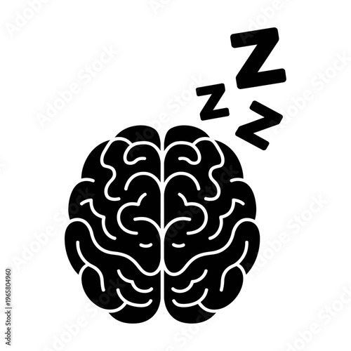 Vector of a brain with zigzag lines indicating sleep or rest