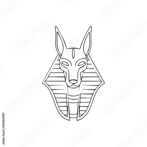 Stylized Ancient Egyptian Anubis Head Icon with Nemes Headdress and Stripes