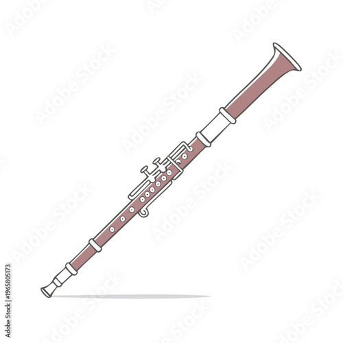 Illustration of a musical woodwind instrument with keys and a bell