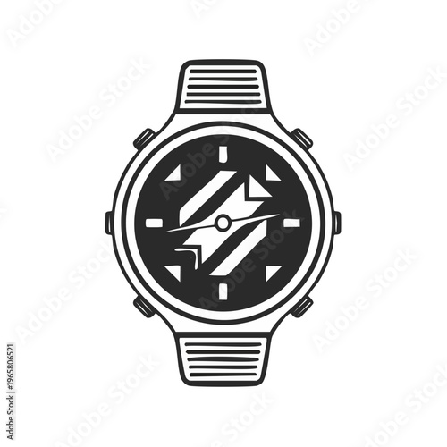 Stylized Compass Watch Face Design Simple Illustration