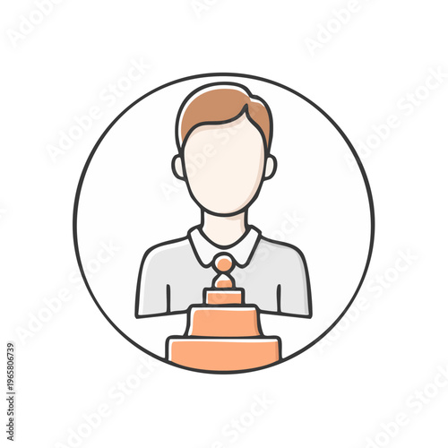 Business Strategy Icon of a Person Holding a Chess Pawn