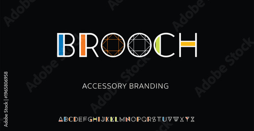 A modern accessory branding logo for a company called Brooch on a black background