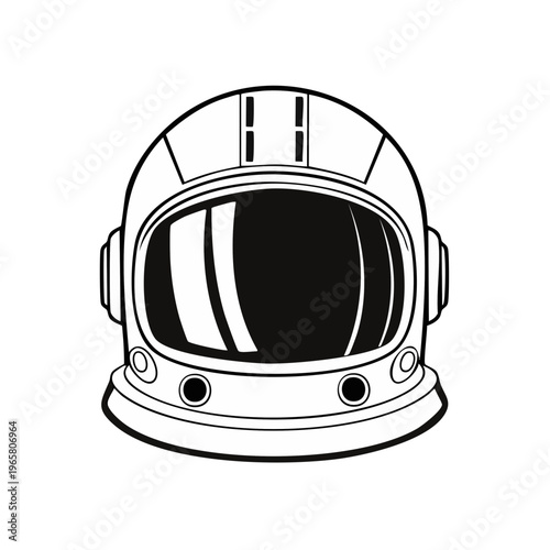 Iconic astronaut helmet outline with reflective visor and side details