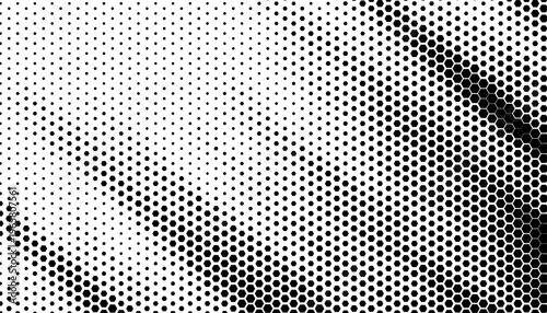 Abstract Black and white Halftone Pattern with Hexagon Shape for Modern Background with Soft Shadow Ripples and Fabric Fold Texture Effect. Editable graphic resource. EPS10 