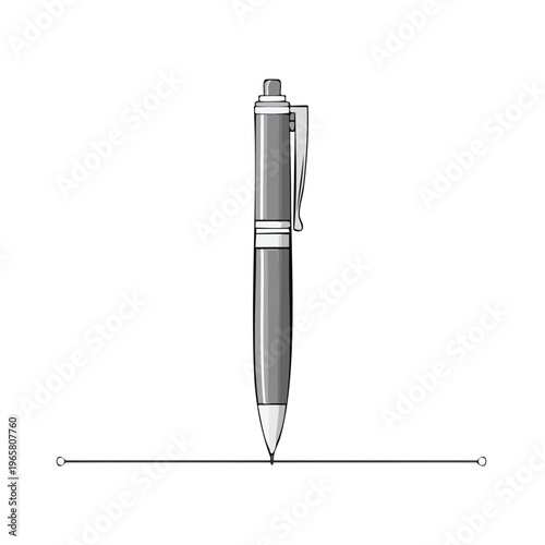 Modern Ballpoint Pen Drawing a Straight Line with Precision and Control
