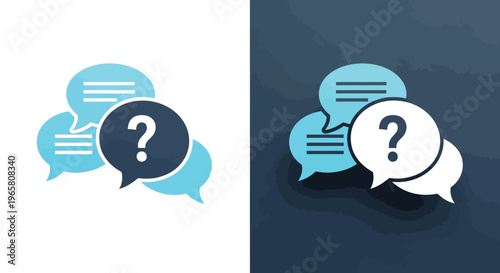 Vector graphic illustration of chat bubbles with a question mark symbol