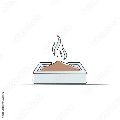 Simplified illustration of a contained fire with smoke rising
