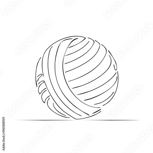 Simple line art illustration of a ball of yarn a crafting supply