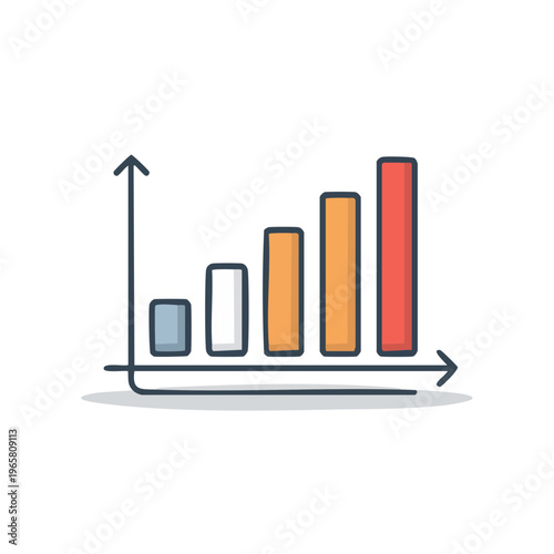 Illustration of a colorful bar chart showing upward trend and growth