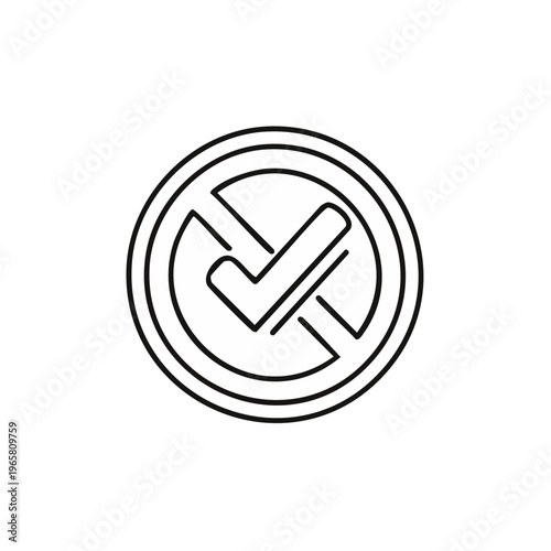 Prohibition of Checkmark Symbol in Circle Line Art Illustration