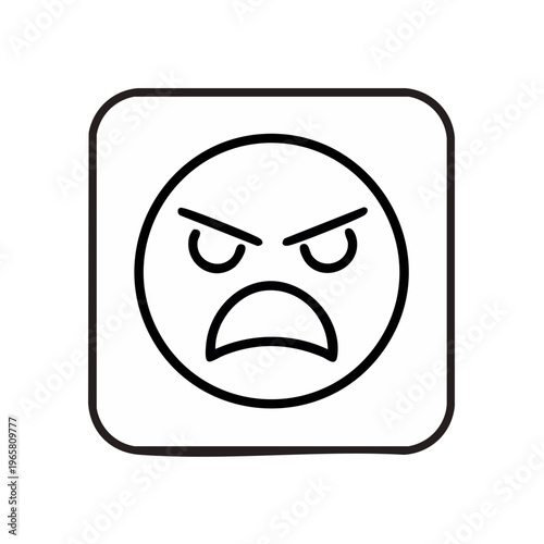 Angry emoji face icon, expression of frustration and rage, vector art
