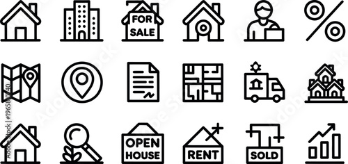 Collection of Real Estate and Property Icons for Marketing and Website Use