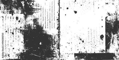 Textured grunge background with distressed vintage handwritten script and ink splatters paper