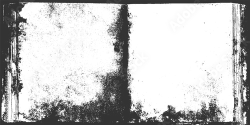 Grunge textured open book with distressed pages and dark edges