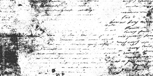 Aged handwritten script texture with dark ink splatters and distressed paper background