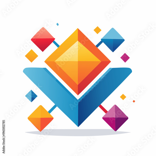 Geometric Abstract Design with Vibrant Colors and Shapes
